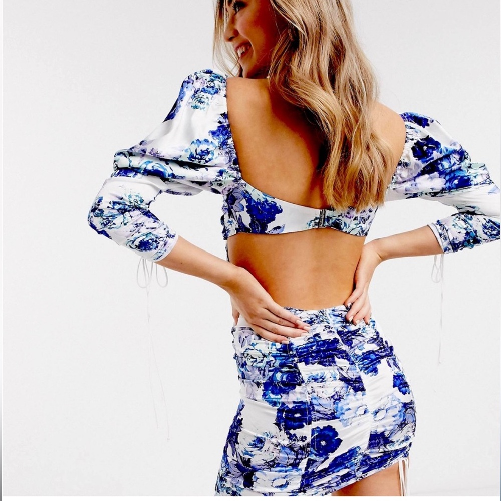 For Love and Lemons Hyacinth Ruched Floral Printed Mini Dress Size Small - Picture 3 of 3